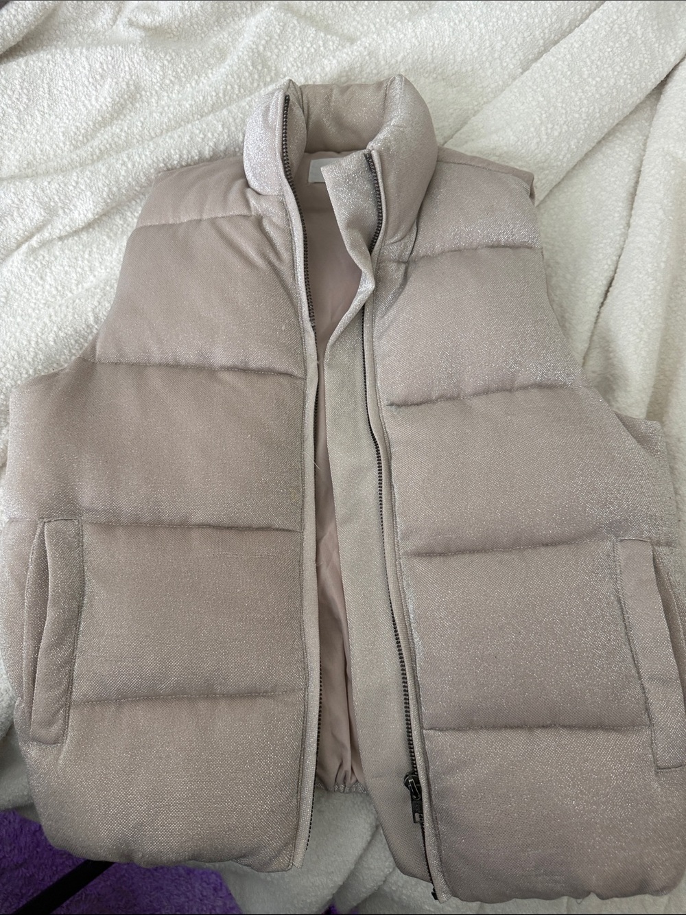 BB Dakota Shimmery Light Taupe Puffer Vest
